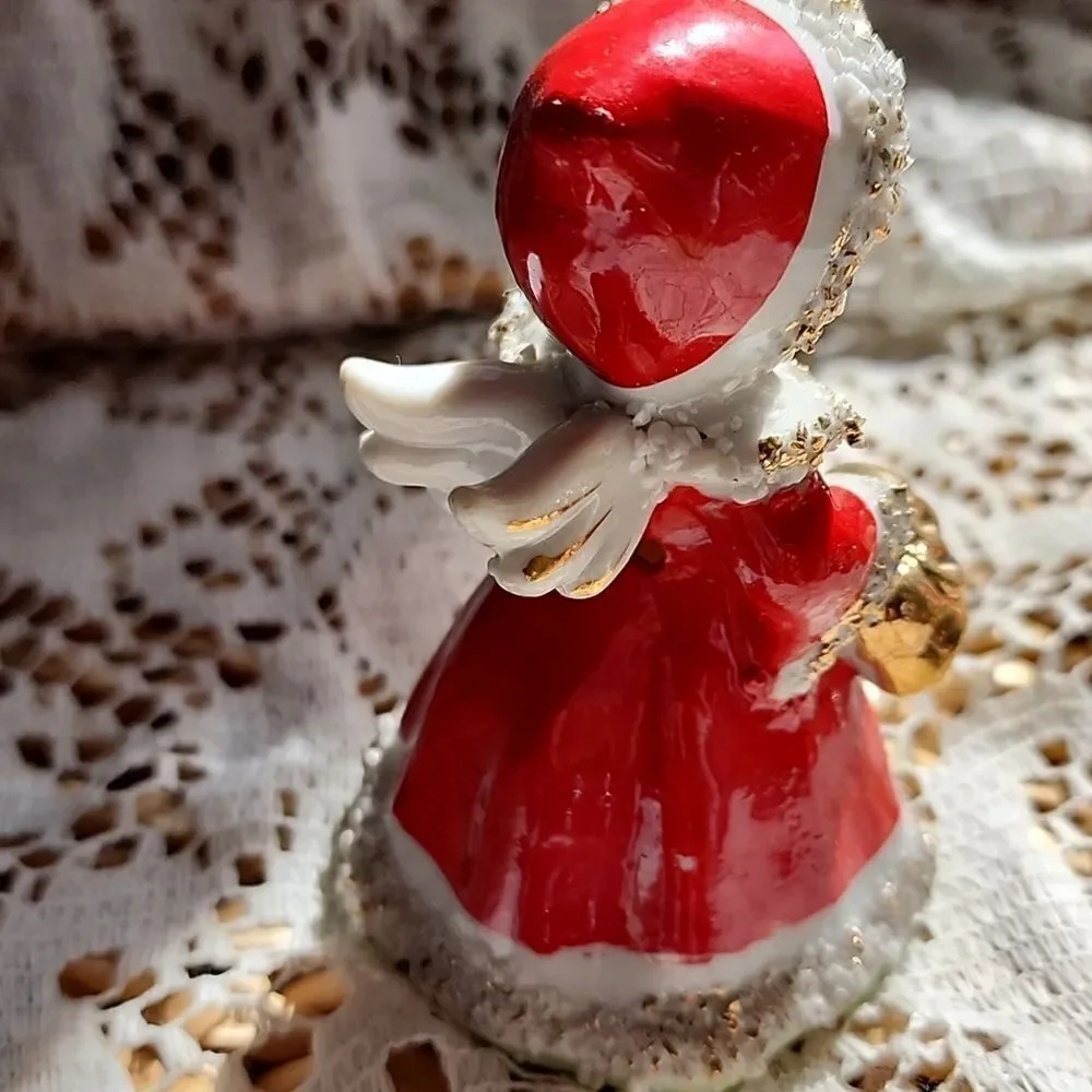 Lefton Porcelain Christmas Angel Vintage 1956 Carrying A Tree & Bells